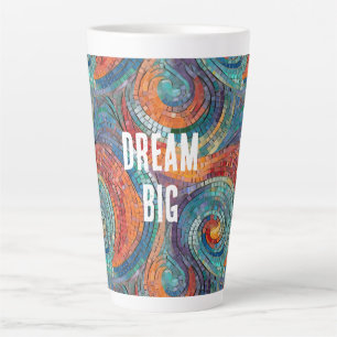 Taza De Café Latte Swirl Naranja Rojo Azul