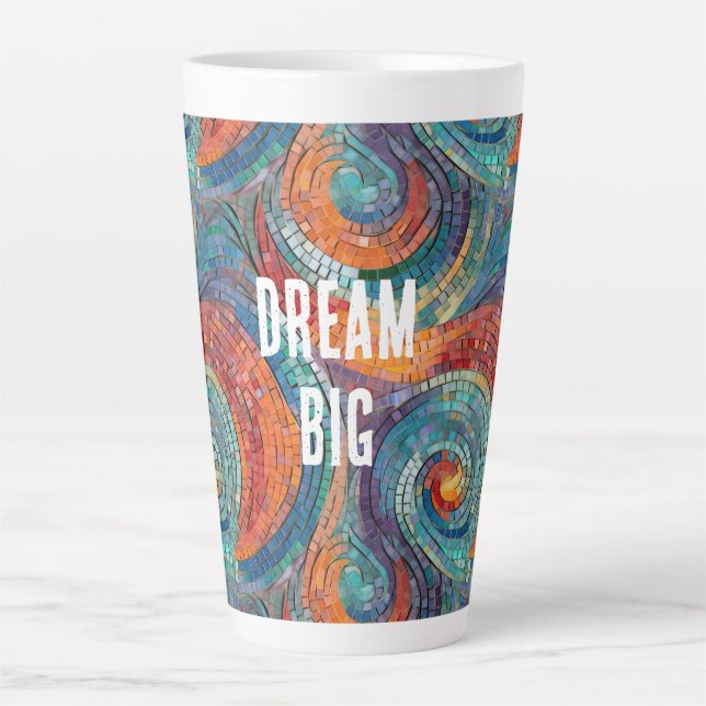 Taza De Café Latte Swirl Naranja Rojo Azul (Anverso)