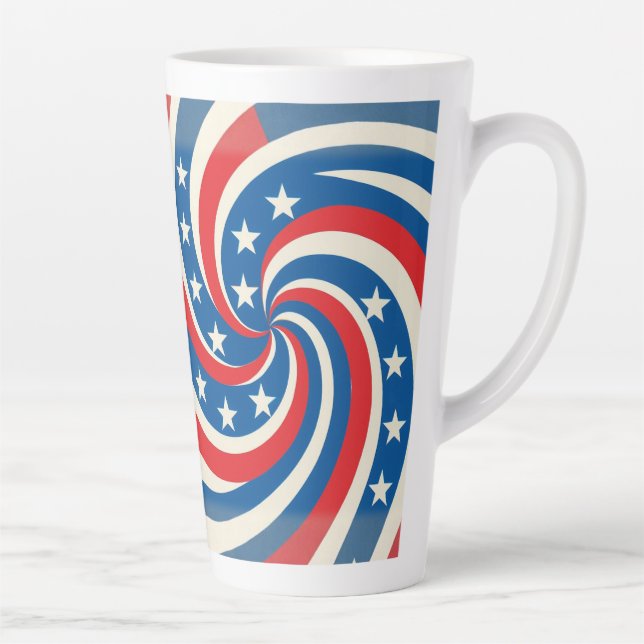 Taza De Café Latte Swirling Stars and Stripes Patriotic (Derecha)