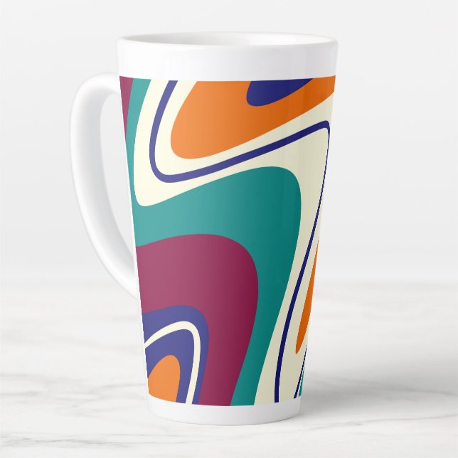 Taza De Café Latte Swirls Retro - Estilo clásico de los años 70 (Ángulo izquierdo)