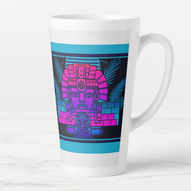 Taza De Café Latte Synthwave Pharaoh (Derecha)