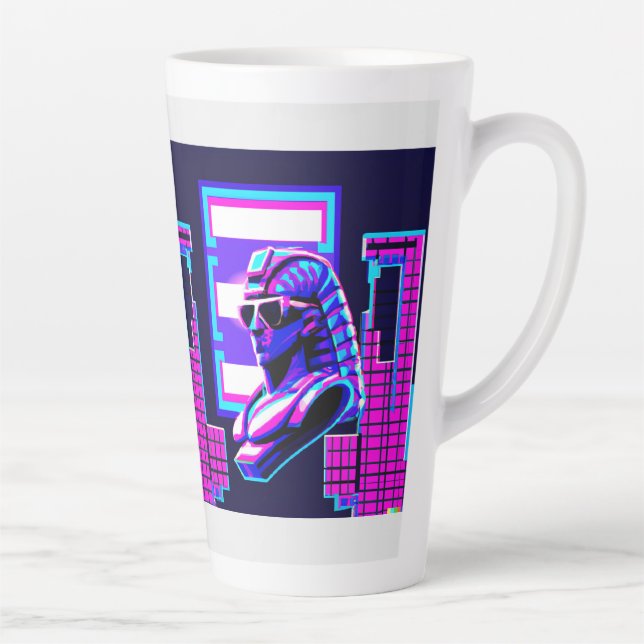 Taza De Café Latte Synthwave Pharaoh (Derecha)