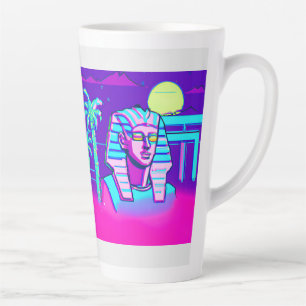 Taza De Café Latte Synthwave Pharaoh