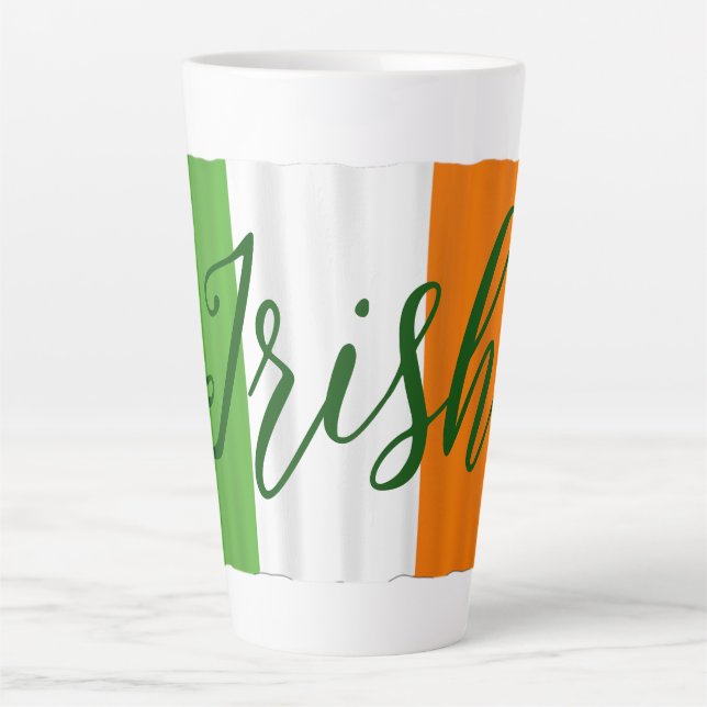 Taza De Café Latte Tall de bandera irlandesa (Anverso)