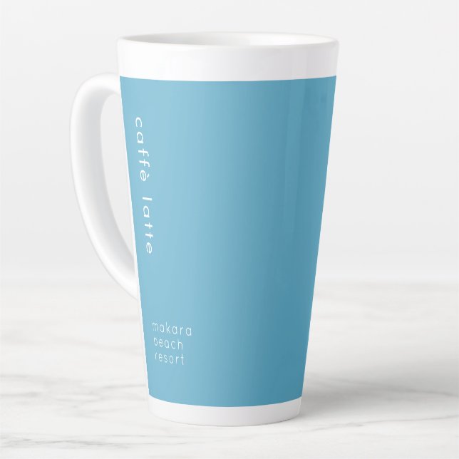 Taza De Café Latte Tall mínimo de tipografía azul oceánica (Ángulo izquierdo)