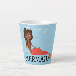 Taza De Café Latte Tanned Brunette Mermaid Thunder_Cove