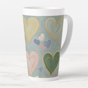 Taza De Café Latte Tapiz del corazón Pastel
