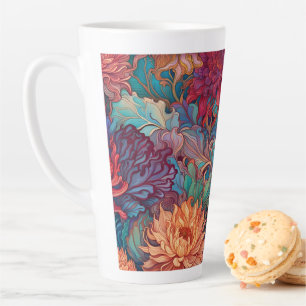 Taza De Café Latte Tapiz floral de Dahlia