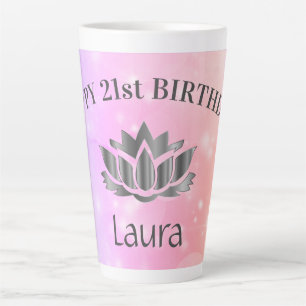 Taza De Café Latte Tarjeta de cumpleaños 21 personalizada Sparkly