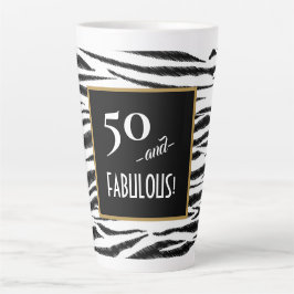 Taza De Café Latte Tarjeta de menú Retro de impresión de cebra 50 y F