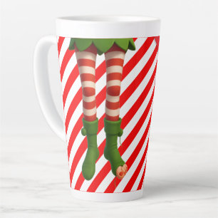 Taza De Café Latte Tarjeta de vacaciones de piernas de elfo divertida