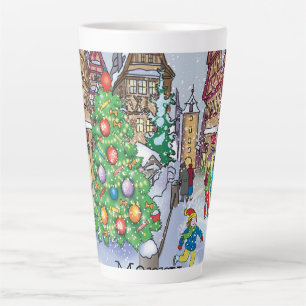 Taza De Café Latte Tarjeta navideña Merry