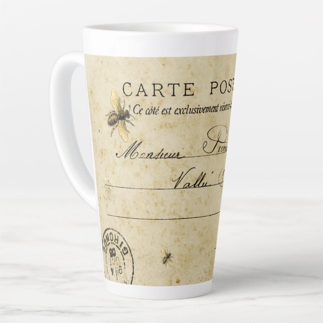 Taza De Café Latte Tarjeta postal francesa (Ángulo izquierdo)