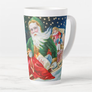 Taza De Café Latte Tarjeta postal vintage retro de Navidad de Papá No