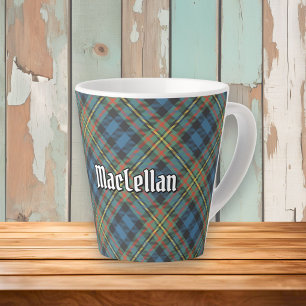 Taza De Café Latte Tartan Antiguo del Clan MacLellan