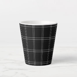 Taza De Café Latte Tartán blanco y negro