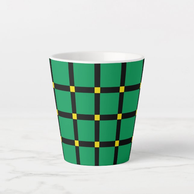 Taza De Café Latte Tartán verde (Anverso)