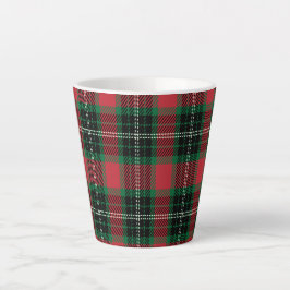 Taza De Café Latte Tartán verde y rojo