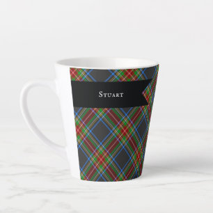 Taza De Café Latte Tartan vintage negro del clan Stewart de las Highl