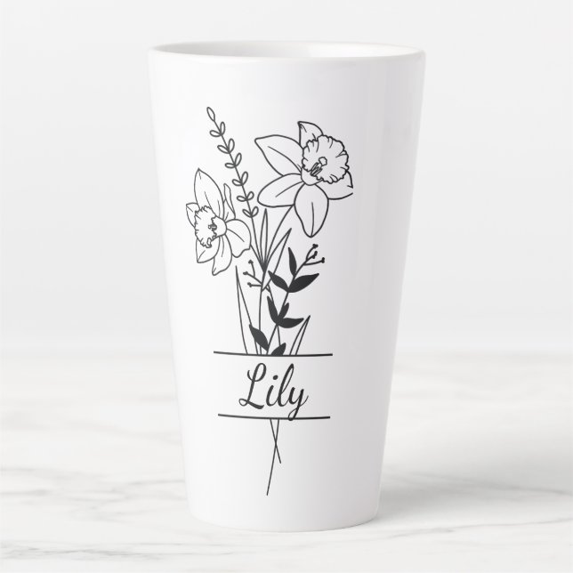 Taza De Café Latte Tasse Bouquet Fleurs Jonquilles personnalisée  (Anverso)