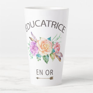 Taza De Café Latte Tasse de café fleurs éducatrice en o