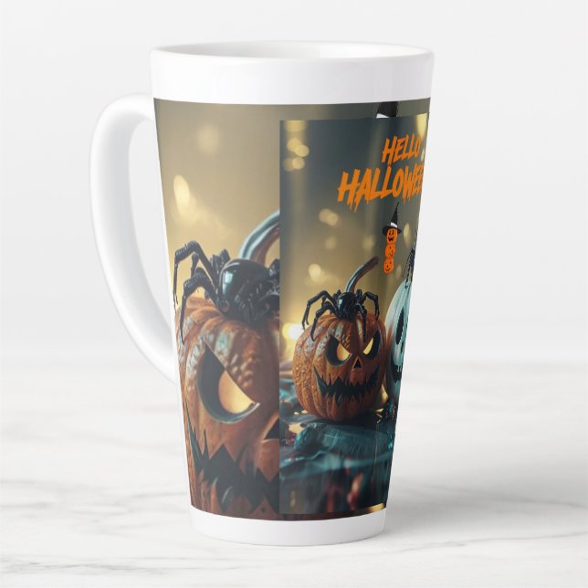 Taza De Café Latte Tasse de Citrouille Hello Halloween! (Ángulo izquierdo)