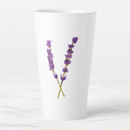 Taza De Café Latte Tasse latte fleur lavande aquarelle