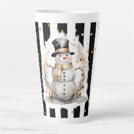 Taza De Café Latte Tasse Latte Groß Snowman and Stripes Var01