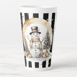 Taza De Café Latte Tasse Latte Groß Snowman and Stripes Var03