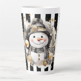 Taza De Café Latte Tasse Latte Groß Snowman and Stripes Var08