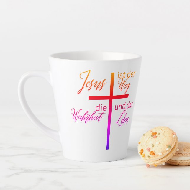 Taza De Café Latte Tasse mit Kreuz – Jesus ist der Weg (In situ)
