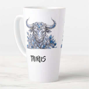Taza De Café Latte Tauro Zodiaco Cristal de Plata