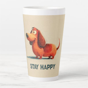 Taza De Café Latte Tay Perro Feliz – Arte de Cita Positiva Lindo