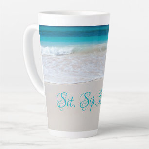 Taza De Café Latte Taza alta de latte con dicho de playa