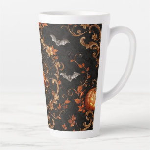 Taza De Café Latte Taza alta de latte de calabaza naranja gótica