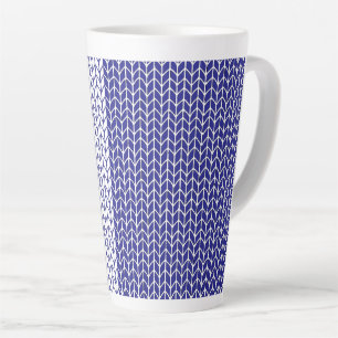 Taza De Café Latte Taza alta para latte de punto azul y blanco