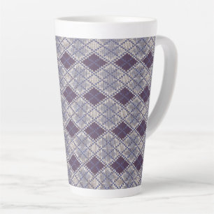 Taza De Café Latte Taza alta para Latte de punto PLUM ARGYLE