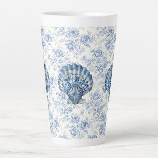 Taza De Café Latte Taza de cerámica grande latte azul chinoiserie con
