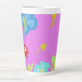 Taza De Café Latte Taza de cerámica para latte con arte floral colori