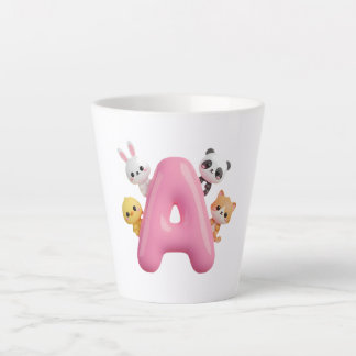 Taza De Café Latte Taza de cerámica para latte con letra A en globo r