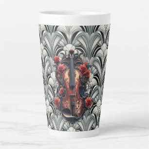 Taza De Café Latte Taza de cerámica para latte con violín negro en GM