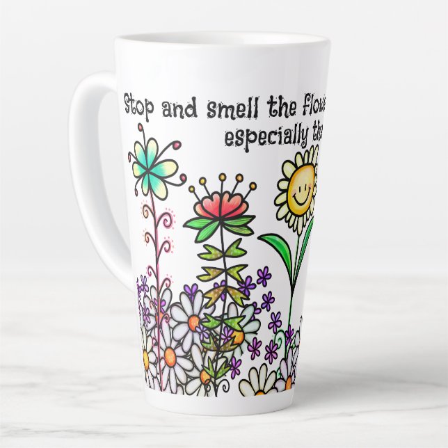 Taza De Café Latte Taza de Doodle Flower Latte (Ángulo izquierdo)