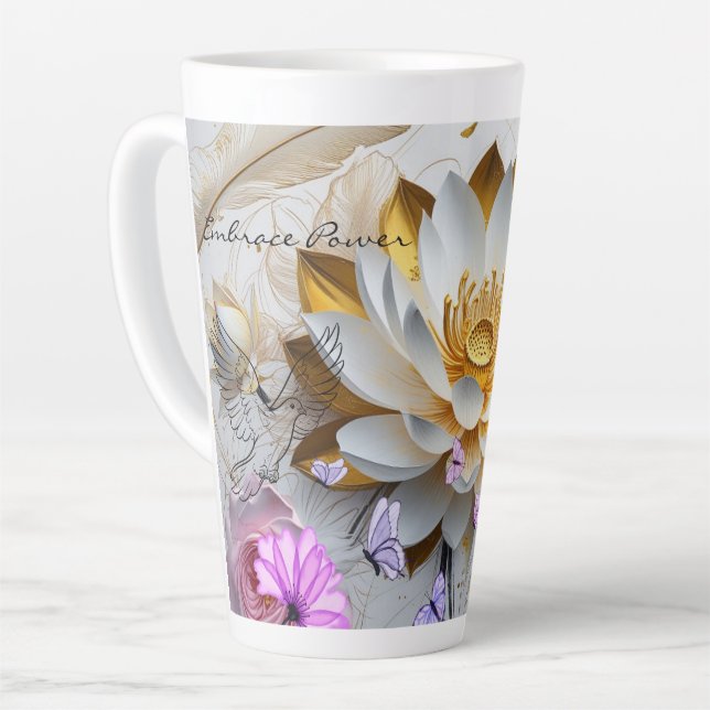 Taza De Café Latte Taza de latte - Abraza el Poder (Ángulo izquierdo)