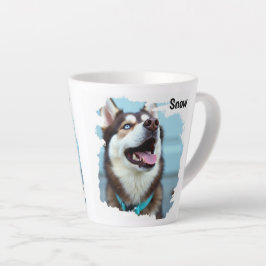 Taza De Café Latte Taza de latte azul con foto personalizada de perro