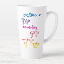 Taza De Café Latte Taza de latte boho con ombre de arcoíris, solo vib