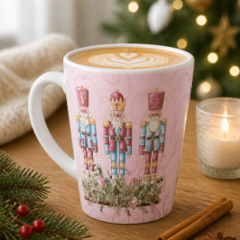 Taza De Café Latte Taza de Latte Cascanueces de Navidad Rosa