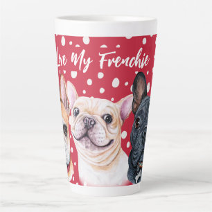 Taza De Café Latte Taza de Latte con Acuarela de Bulldogs Franceses
