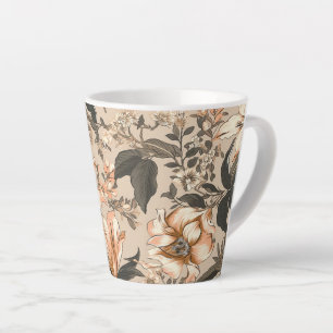 Taza De Café Latte Taza de latte con estampado floral vintage
