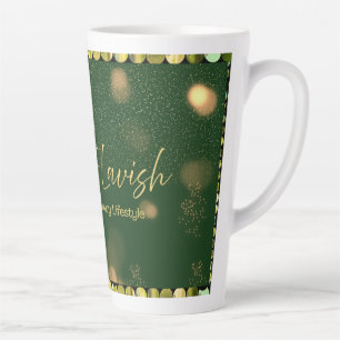 Taza De Café Latte Taza de Latte con Lentejuelas de Oro Esmeralda - F