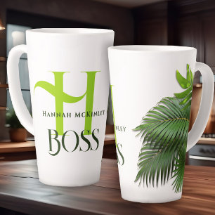 Taza De Café Latte Taza de latte con monograma tropical como regalo p